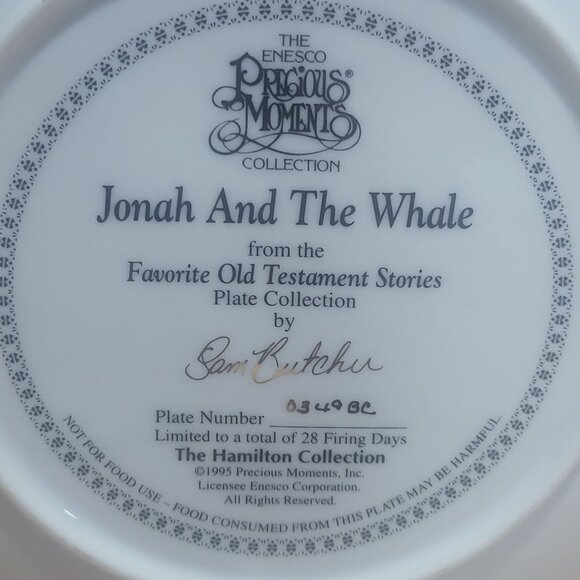 Enesco Precious Moments Jonah And The Whale Decorative Plate The Hamilton Collec - Picture 5 of 12